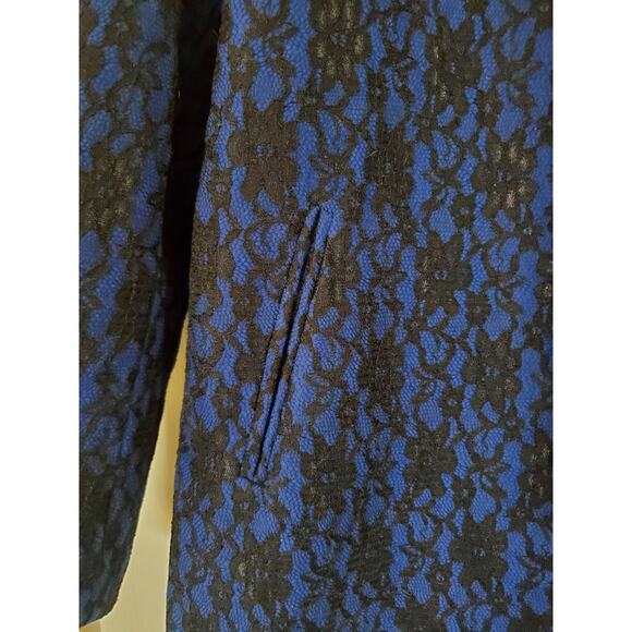 Metrostyle Full Lace Blue Black Retro Hip-Length Open Blazer Jacket, Size 12 - Picture 5 of 11